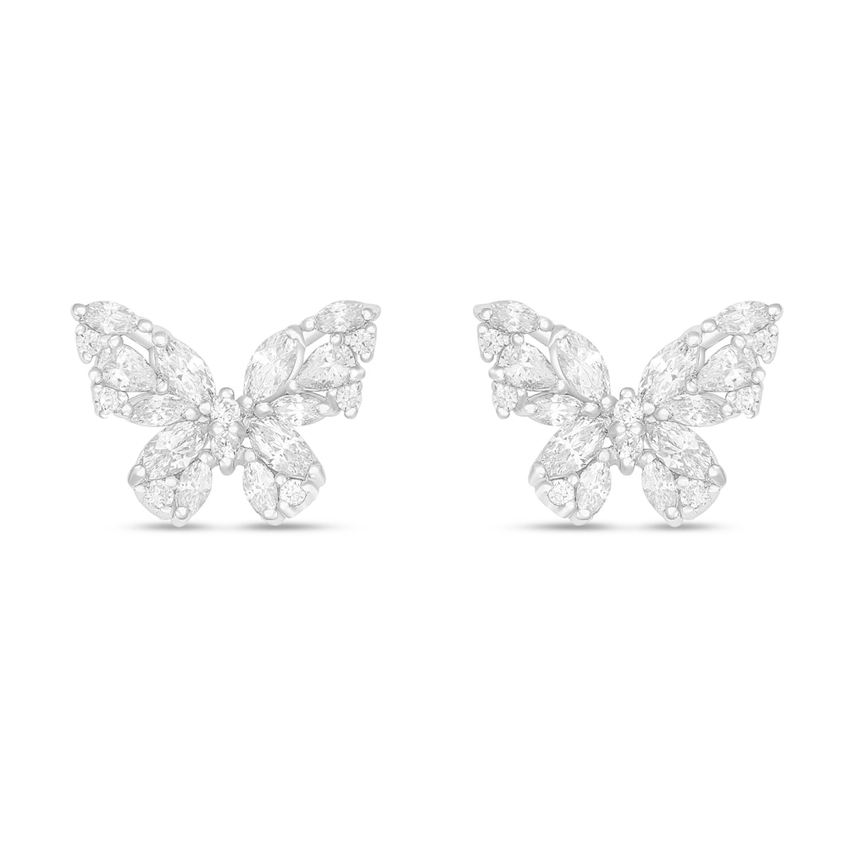 Sterling Silver 925 Earring Rhodium Plated Embedded With White Zircon