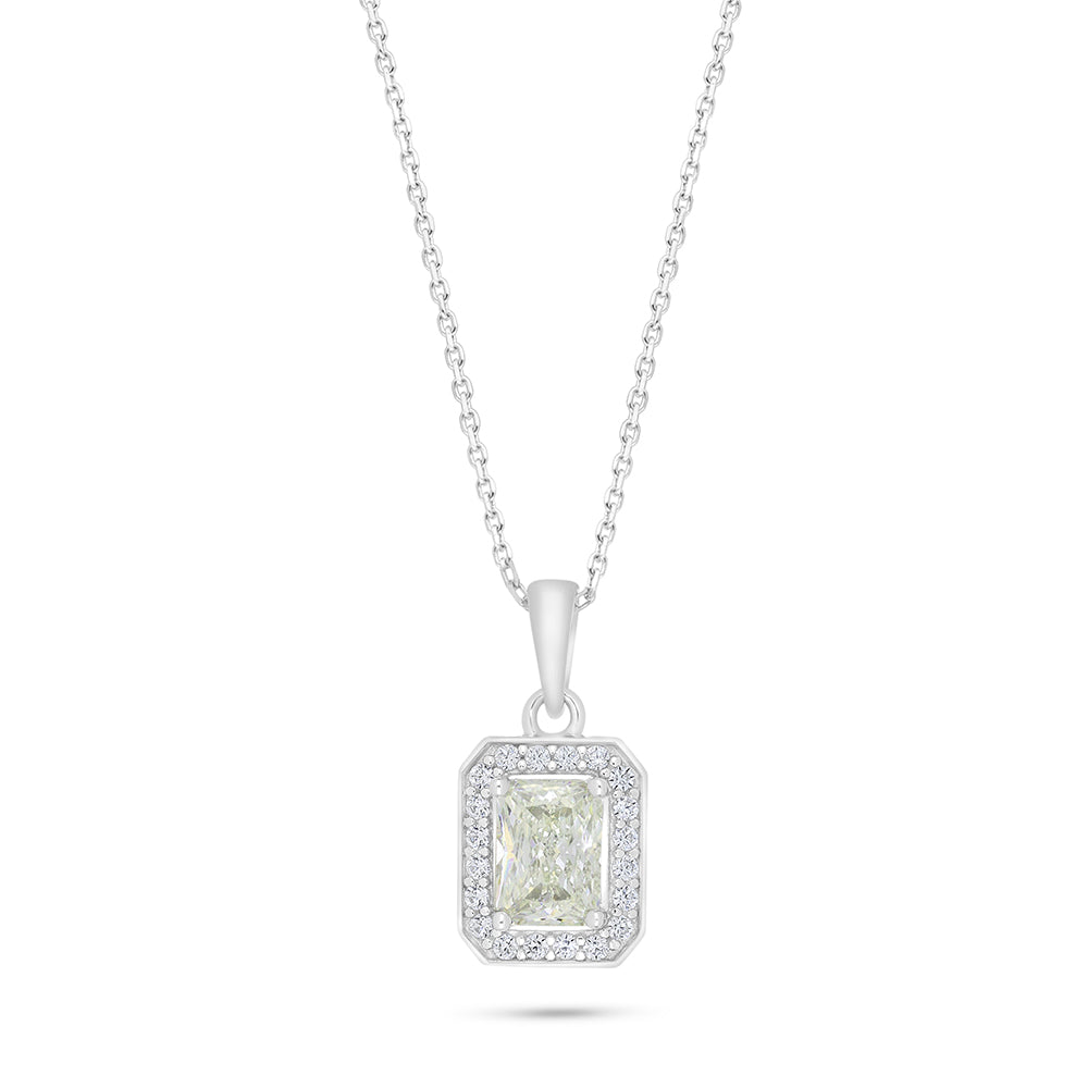 Sterling Silver 925 Necklace Rhodium Plated Embedded With Diamond Zircon And White Zircon