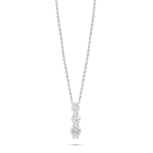 Sterling Silver 925 Necklace Rhodium Plated Embedded With White Zircon