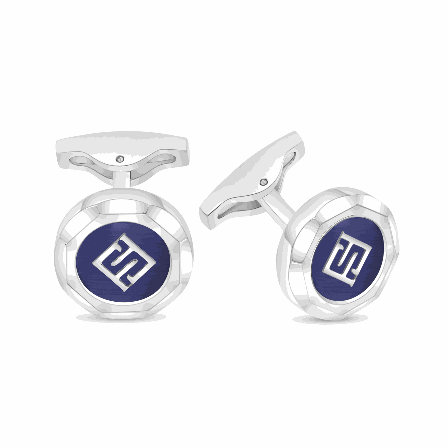 كبك ستانلس ستيل لون فضي عيار L316 مرصع احجار عين النمر ازرق Shiny Steel