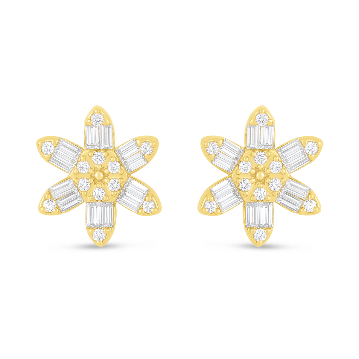 Sterling Silver 925 Earring Golden Plated Embedded With White Zircon
