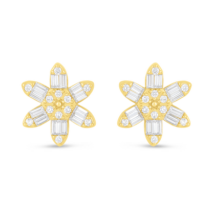 Sterling Silver 925 Earring Golden Plated Embedded With White Zircon