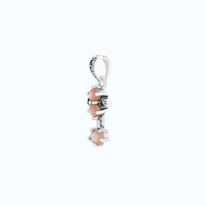 Sterling Silver 925 Pendant Embedded With Natural Pink Shell And Marcasite Stones