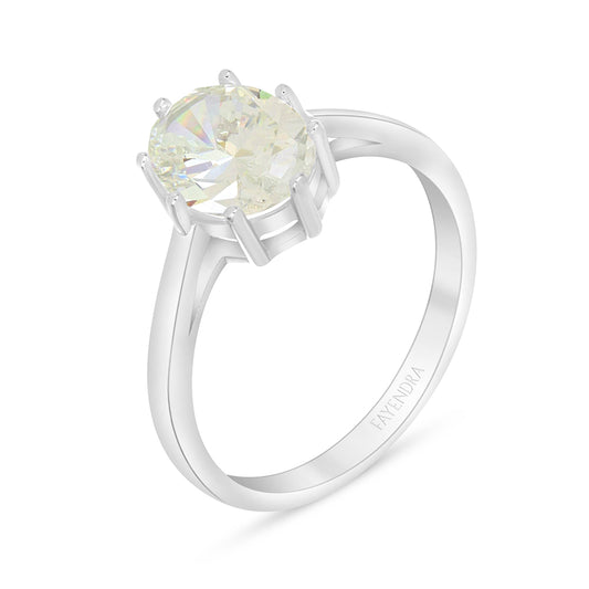 Sterling Silver 925 Ring Rhodium Plated Embedded With Diamond Zircon