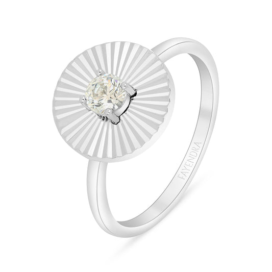 خاتم من الفضة الخالصة عيار 925 مطلي روديوم مرصع بالزركون الكناري الالماسي