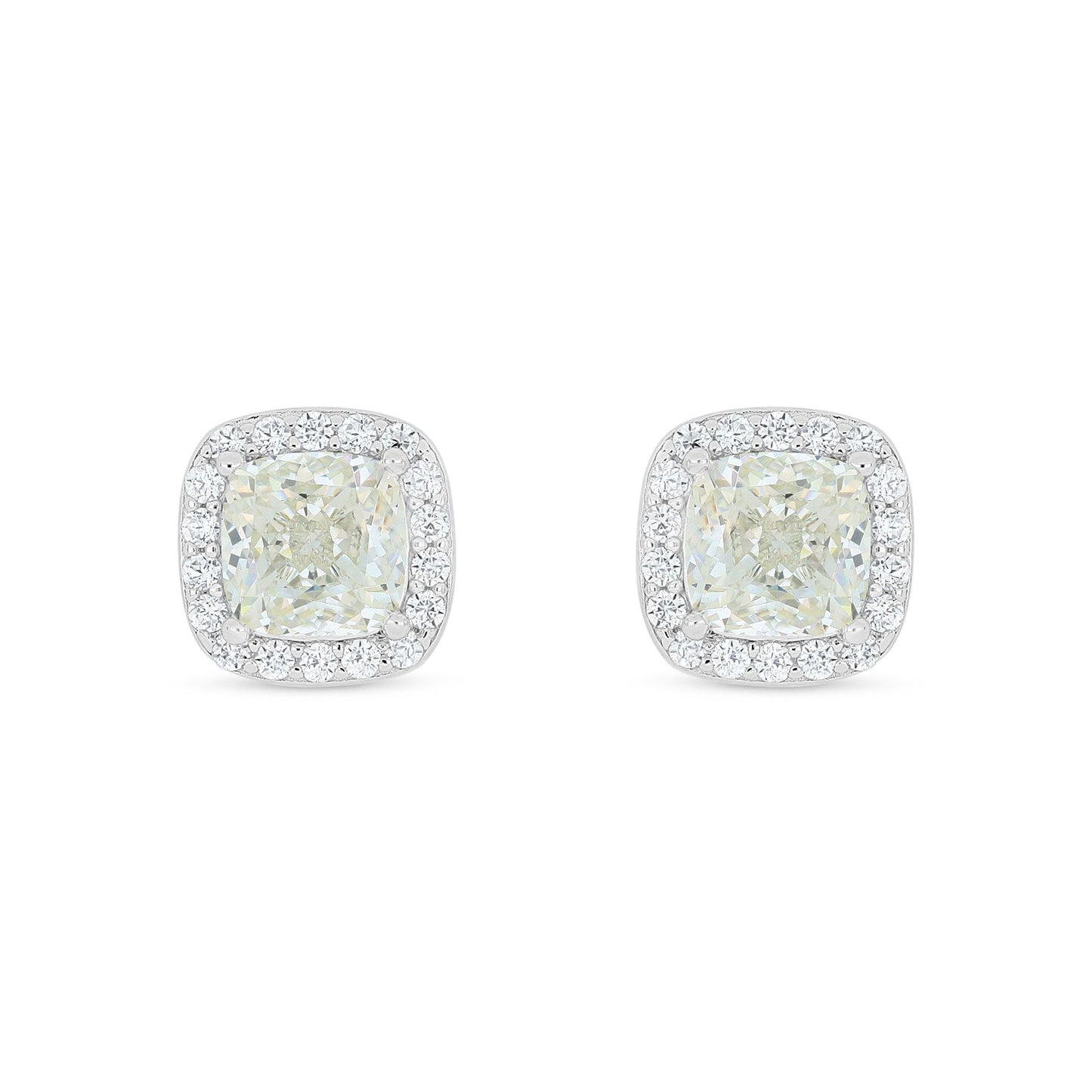 Sterling Silver 925 Earring Rhodium Plated Embedded With Diamond Zircon And White Zircon