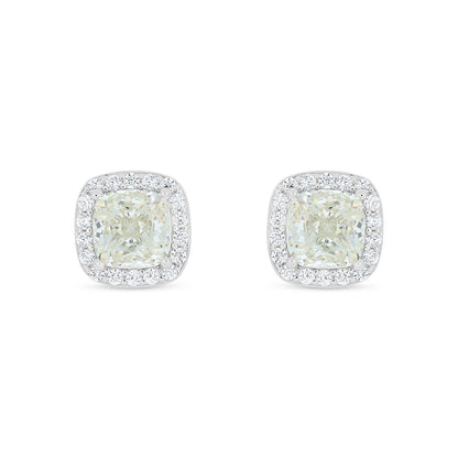 Sterling Silver 925 Earring Rhodium Plated Embedded With Diamond Zircon And White Zircon