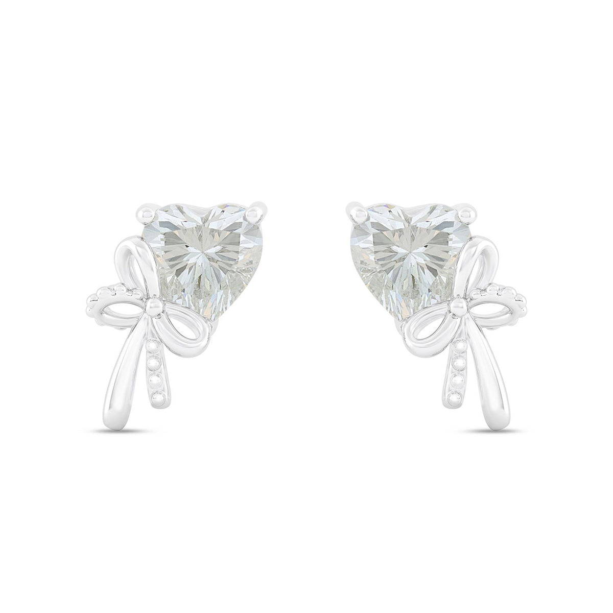 Sterling Silver 925 Earring Rhodium Plated Embedded With Diamond Zircon