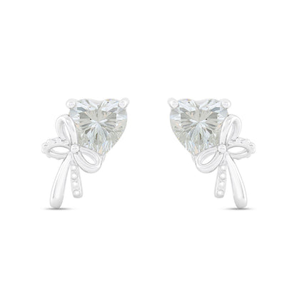 Sterling Silver 925 Earring Rhodium Plated Embedded With Diamond Zircon