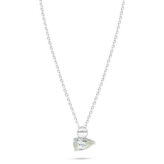 Sterling Silver 925 Necklace Rhodium Plated Embedded With Diamond Zircon And White Zircon