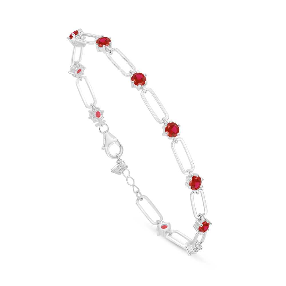 اسورة من الفضة الخالصة عيار 925 مطلية روديوم مرصعة ياقوت كروندوم