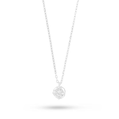 Sterling Silver 925 Necklace Rhodium Plated Embedded With White Zircon