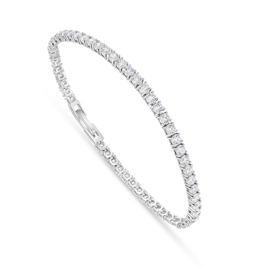 Sterling Silver 925 Bracelet Rhodium Plated Embedded With White Zircon