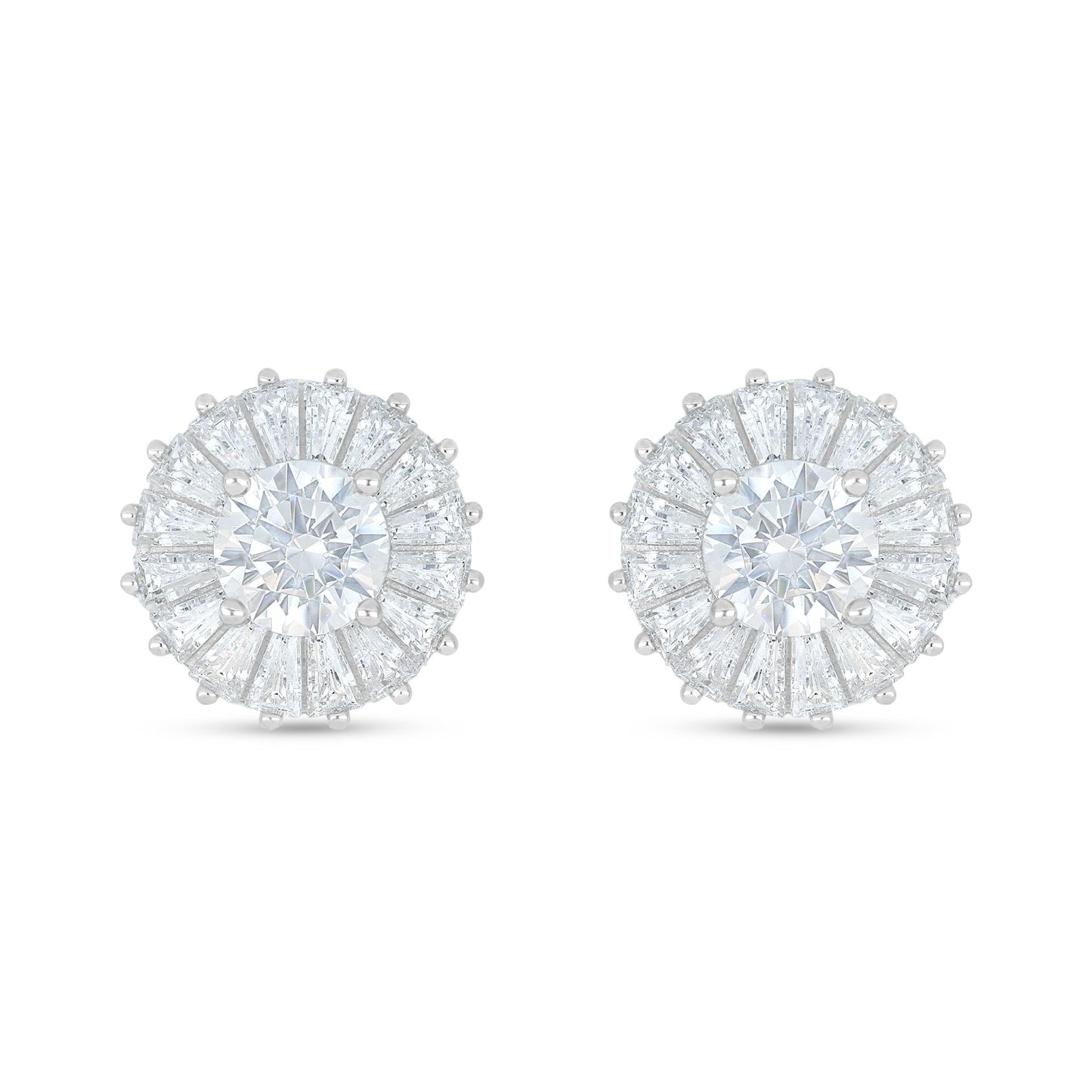 Sterling Silver 925 Earring Rhodium Plated Embedded With Diamond Zircon And White Zircon