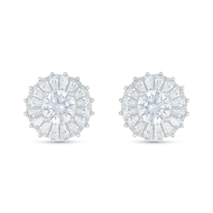 Sterling Silver 925 Earring Rhodium Plated Embedded With Diamond Zircon And White Zircon