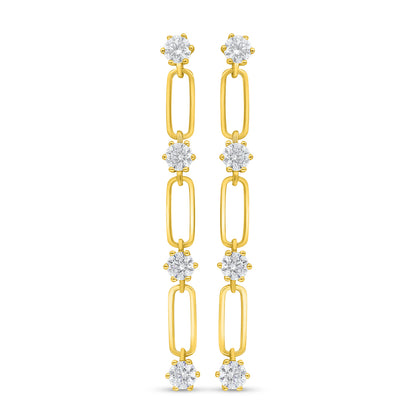 Sterling Silver 925 Earring Golden Plated Embedded With White Zircon