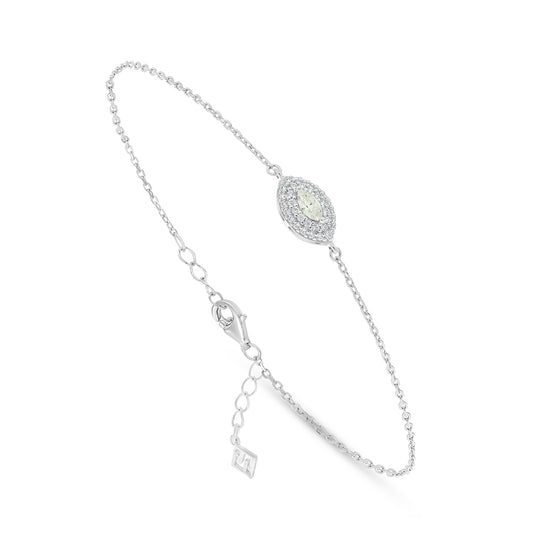 Sterling Silver 925 Bracelet Rhodium Plated Embedded With Diamond Zircon And White Zircon