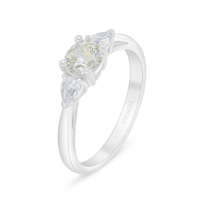Sterling Silver 925 Ring Rhodium Plated Embedded With Diamond Zircon And White Zircon