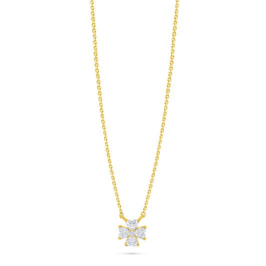 Sterling Silver 925 Necklace Golden Plated Embedded With White Zircon