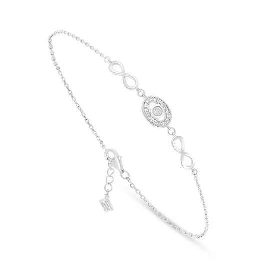 Sterling Silver 925 Bracelet Rhodium Plated Embedded With Diamond Zircon And White Zircon