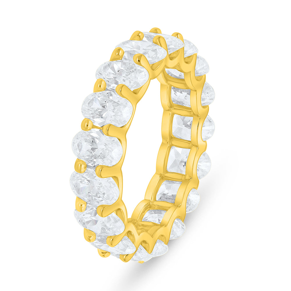 Sterling Silver 925 Ring Golden Plated Embedded With White Zircon
