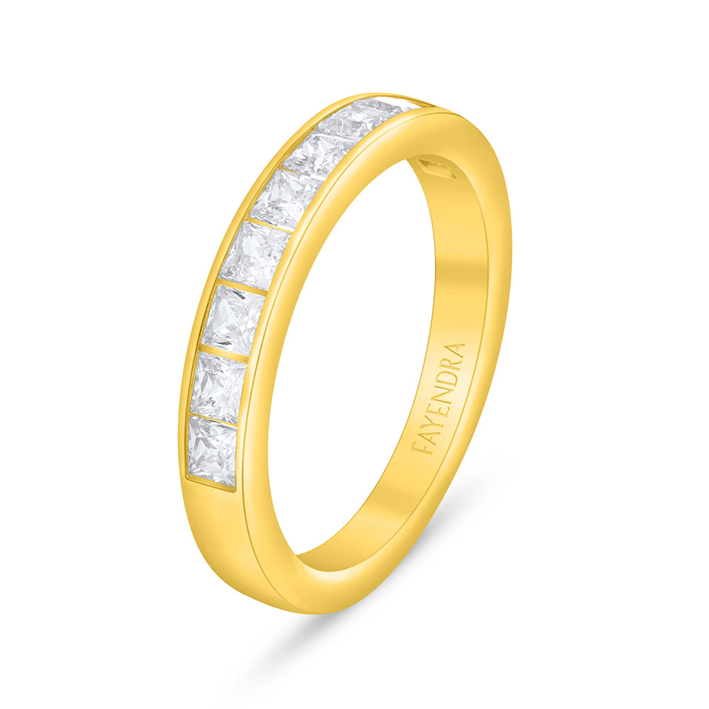 خاتم من الفضة الخالصة عيار 925 مطلي ذهبي مرصع فص ابيض