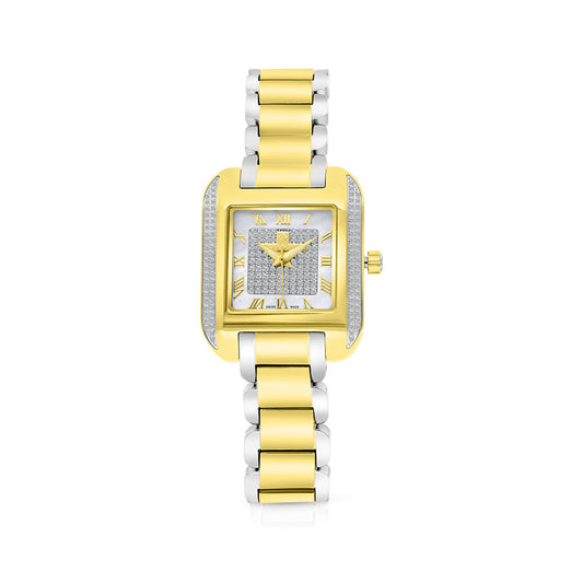 Stainless Steel 316 Watch Steel And Golden Color Embedded With White Zircon - MOP DIAL
