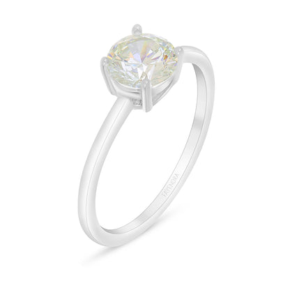 Sterling Silver 925 Ring Rhodium Plated Embedded With Diamond Zircon