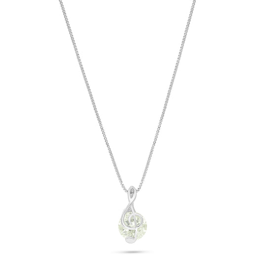 Sterling Silver 925 Necklace Rhodium Plated Embedded With Diamond Zircon