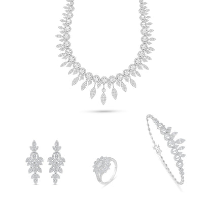 Sterling Silver 925 Set Rhodium Plated Embedded With White Zircon