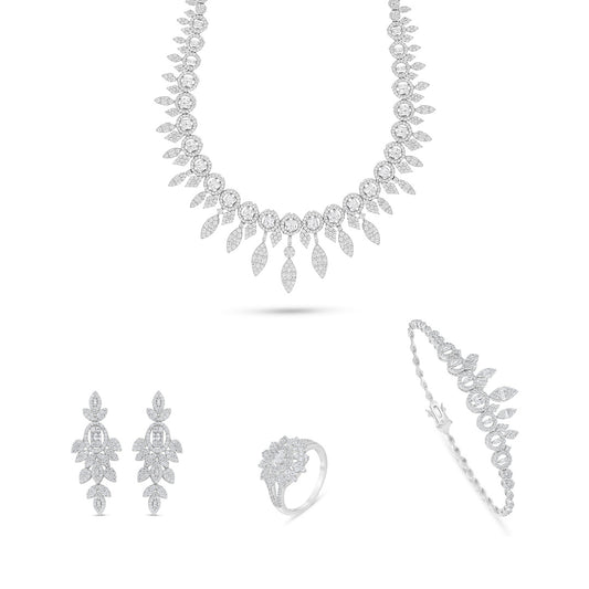 Sterling Silver 925 Set Rhodium Plated Embedded With White Zircon