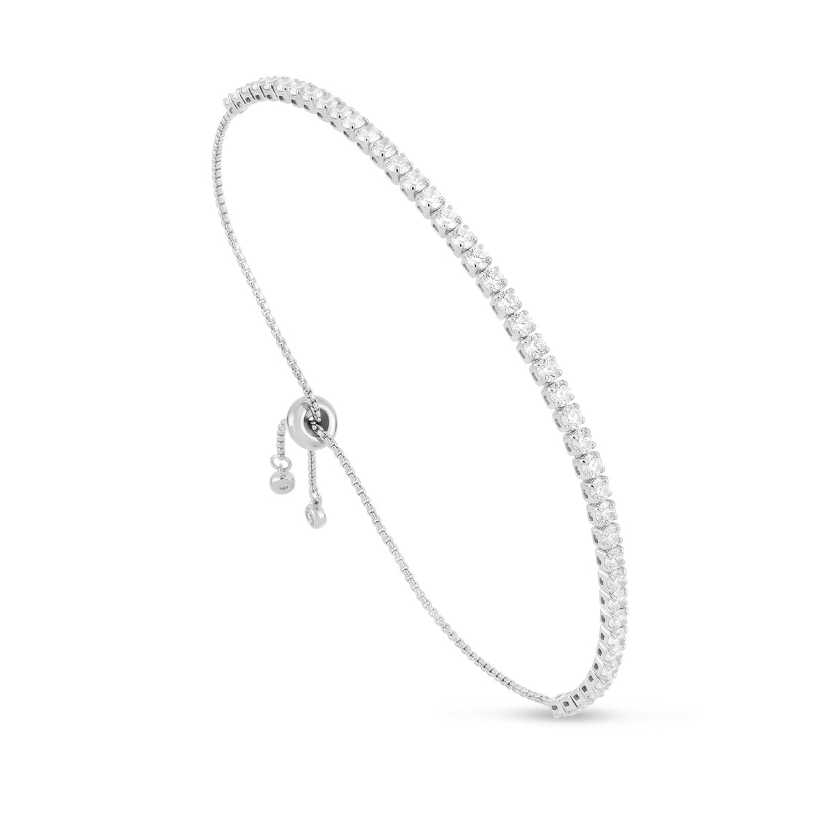 Sterling Silver 925 Bracelet Rhodium Plated Embedded With White Zircon