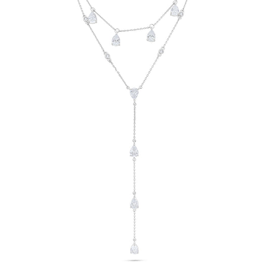 Sterling Silver 925 Necklace Rhodium Plated Embedded With White Zircon