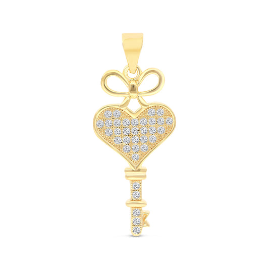 Sterling Silver 925 Pendant Gold Plated And White CZ