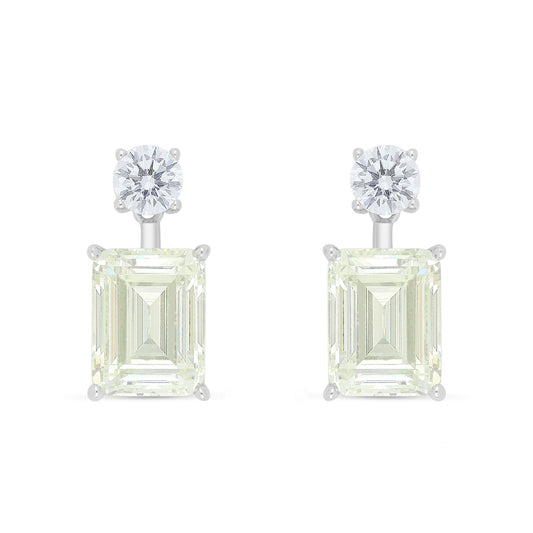 Sterling Silver 925 Earring Rhodium Plated Embedded With Diamond Zircon And White Zircon