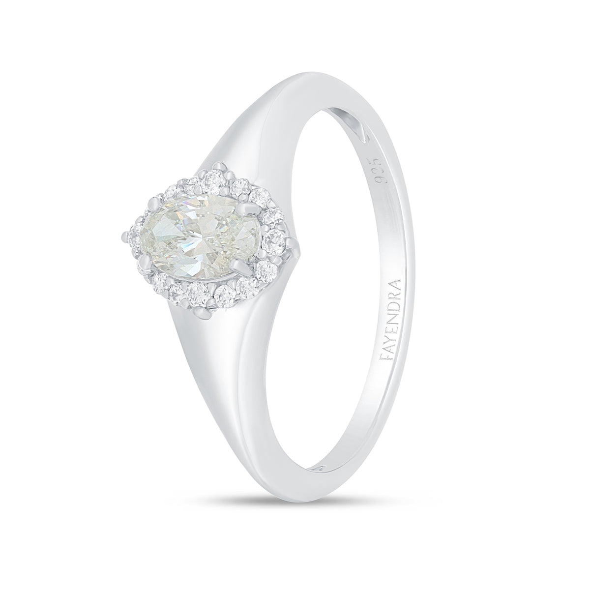 Sterling Silver 925 Ring Rhodium Plated Embedded With Diamond Zircon And White Zircon