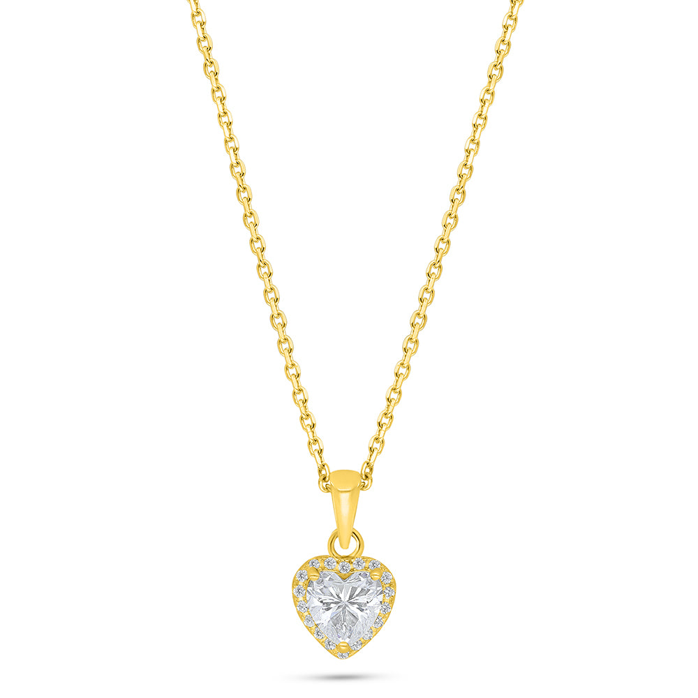 Sterling Silver 925 Necklace Golden Plated Embedded With White Zircon