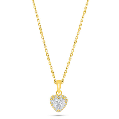 Sterling Silver 925 Necklace Golden Plated Embedded With White Zircon