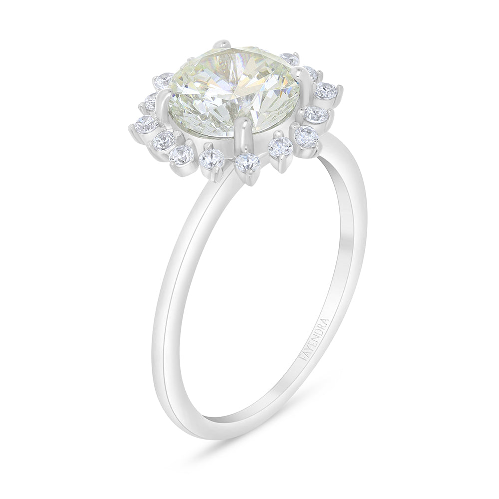 Sterling Silver 925 Ring Rhodium Plated Embedded With Diamond Zircon And White Zircon
