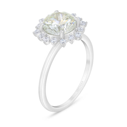 Sterling Silver 925 Ring Rhodium Plated Embedded With Diamond Zircon And White Zircon