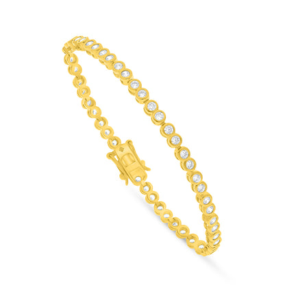 Sterling Silver 925 Bracelet Golden Plated Embedded With White Zircon