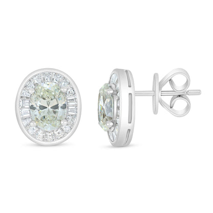 Sterling Silver 925 Earring Rhodium Plated Embedded With Diamond Zircon And White Zircon