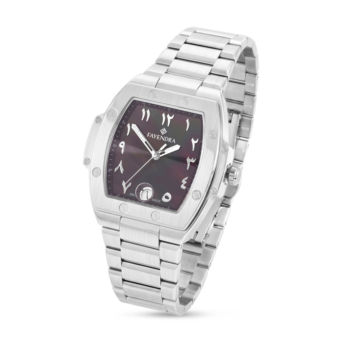 Stainless Steel 316L Watch Silver Color For Men - BLACK MOP DIAL