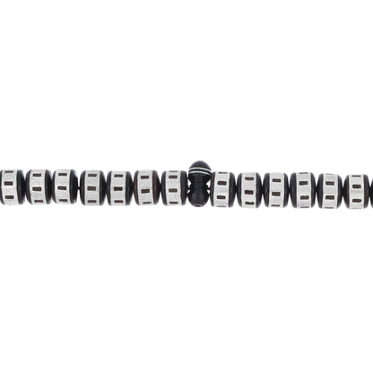 Rosary 100 Kuk Barrel 8*6 mm , Hand Inlaid Round Silver African Style, withTwo Counters