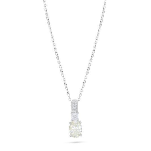 Sterling Silver 925 Necklace Rhodium Plated Embedded With Diamond Zircon And White Zircon