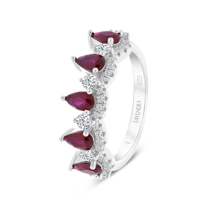 Sterling Silver 925 Ring Rhodium Plated Ruby Corundum