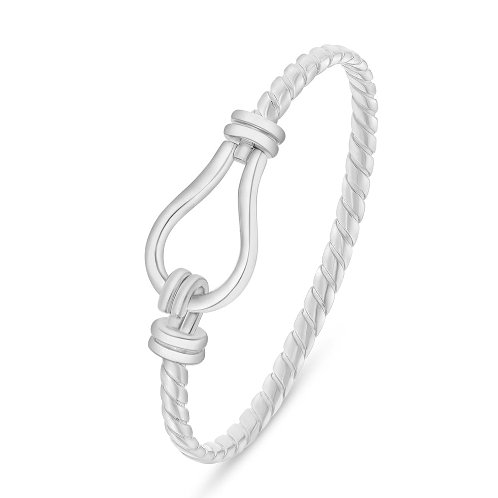 Sterling Silver 925 Bangle Rhodium Plated Size 6