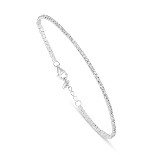 Sterling Silver 925 Bracelet Rhodium Plated Embedded With White Zircon