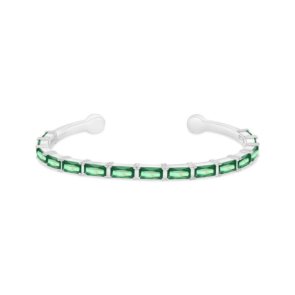 اسورة من الفضة الخالصة عيار 925 مطلية روديوم مرصعة زركون زمردي