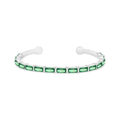 اسورة من الفضة الخالصة عيار 925 مطلية روديوم مرصعة زركون زمردي